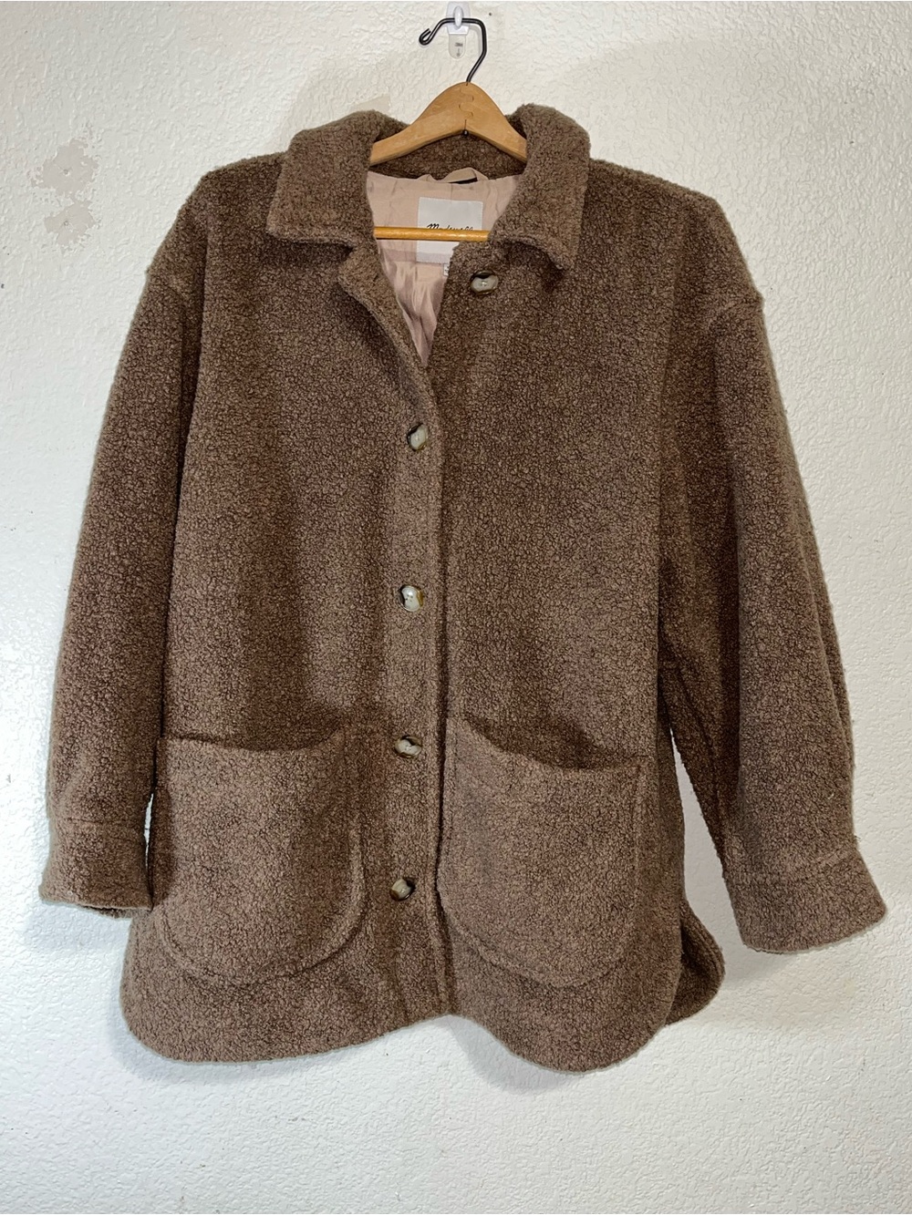 Madewell Brown Faux-Sherpa Button Front Shacket